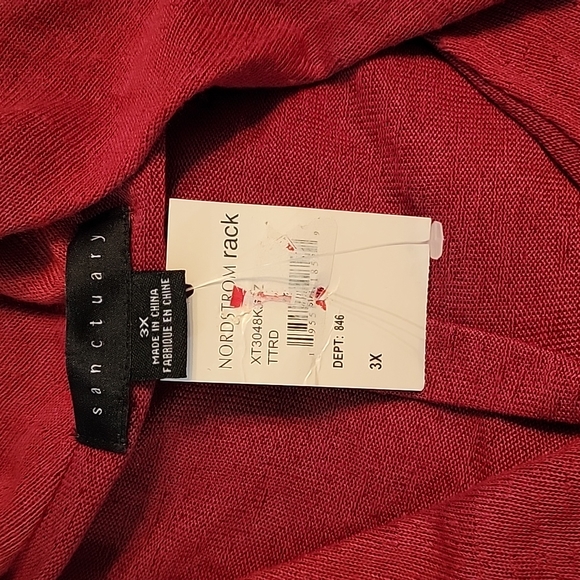 Sanctuary Red Front Twist Knot Top Shirt Women's Plus Size 3X NWT - Picture 3 of 5